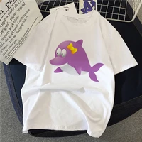 women graphic cute summer o neck 90s style casual fashion aesthetic cartoon whale print female clothes tops tees tshirt