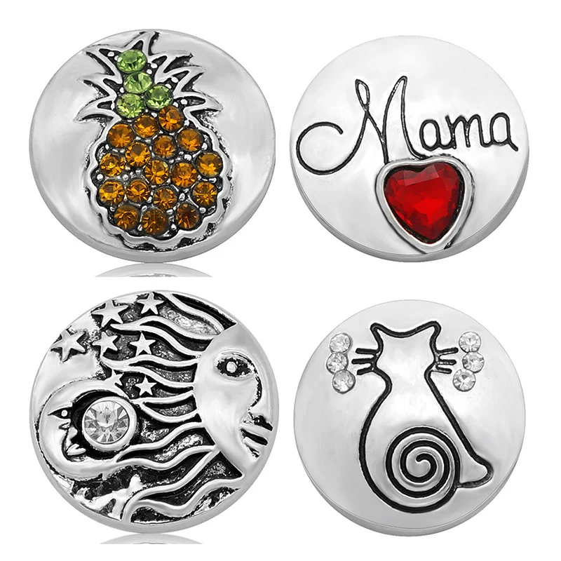 Новые очаровательные милые пуговицы 18 мм с круглыми кристаллами в виде кота мамы