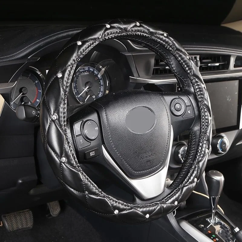 

Car Steering Wheel Covers Anti-Slip Leather Auto Steering wheel Cover Universal car Steering wheel protective cover for Women 07