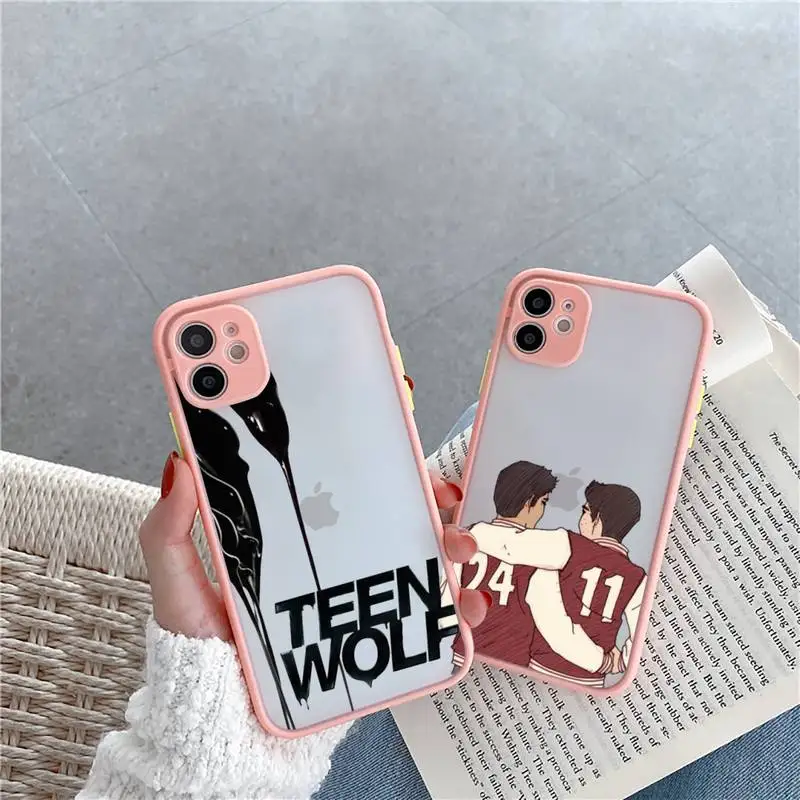 

Teen Wolf Phone Case For iPhone 12 11 Mini Pro XR XS Max 7 8 Plus X Matte transparent Pink Back Cover