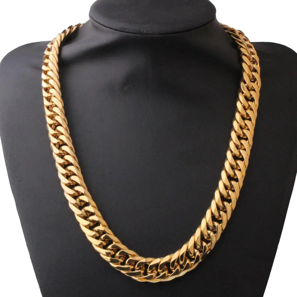 

Hip Hip Men's Curb Cuban Link Chain Necklace Rapper Chain Jewelry Christmas Gift 7-40inch 16mm
