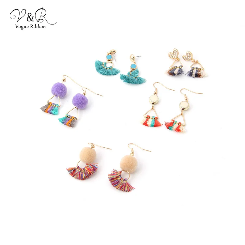 Модная лента Diy ювелирные изделия серьги гвоздики/Крючки набор с кисточкой