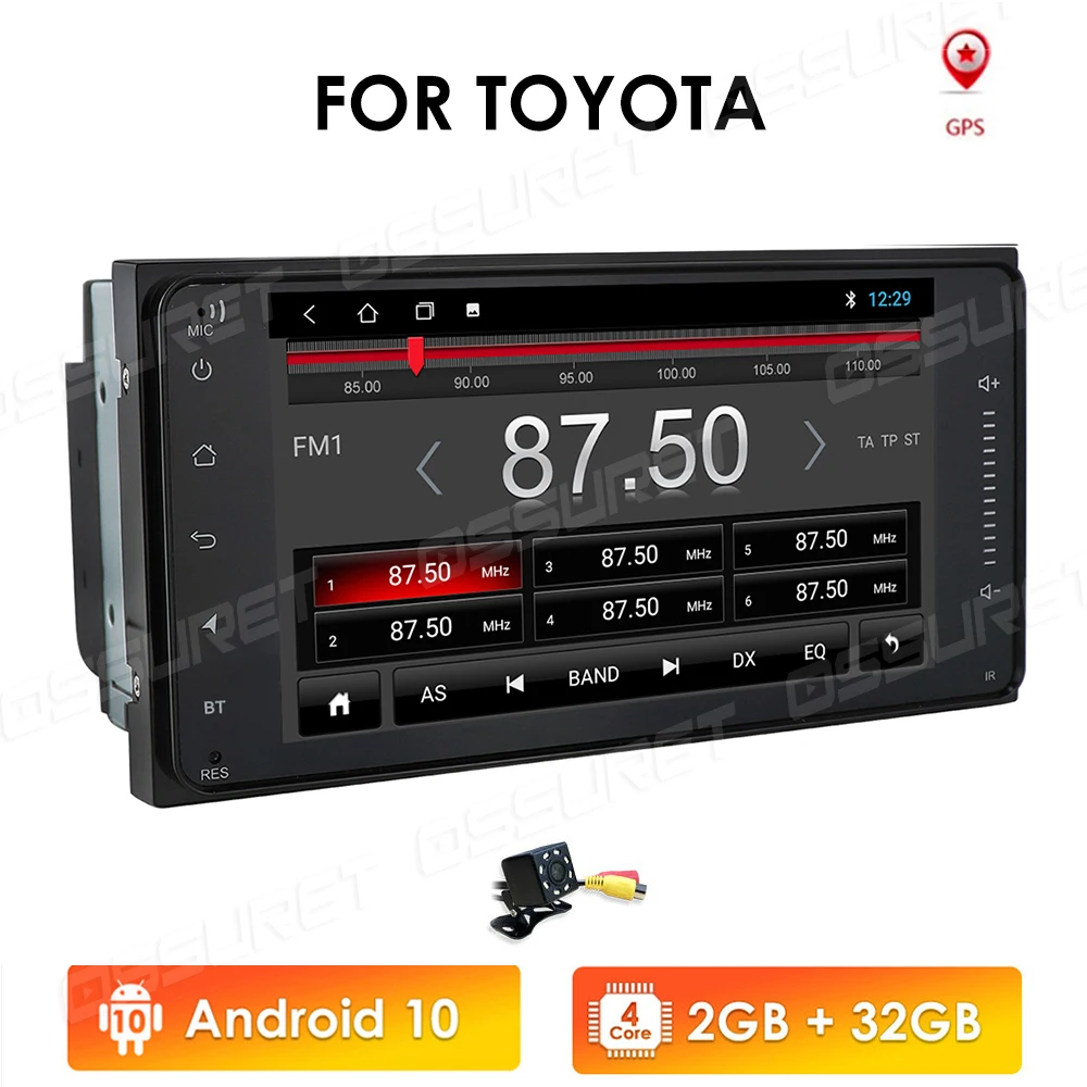 Автомагнитола на Android 10 для Toyota Corolla RAV4 Prado Vios Hilux Terios Vitz Avanza Land 4runner 4G WIFI 1/2G