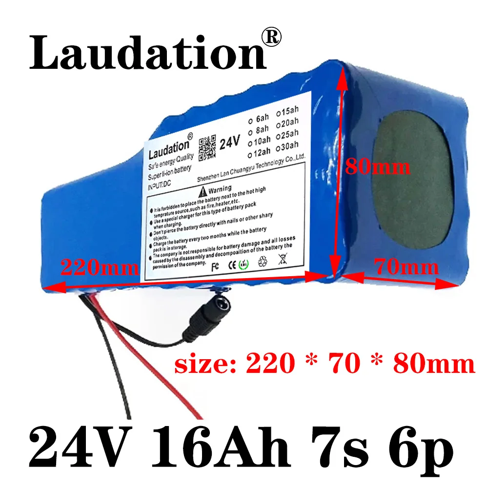 

Laudation-24V 16Ah,18650,Electric Bicycle Lithium Battery Pack,Suitable For 250W 350W 500W 750W Scooter,With 25A BMS,7S 6P,