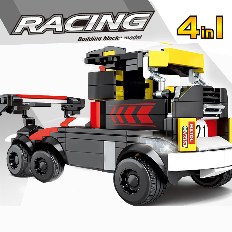 

4 IN 1 Racing car Building Block Small Compatible With Brand 2020 Mini Truck Brick Car Models Boy Children Gift Toy 31008