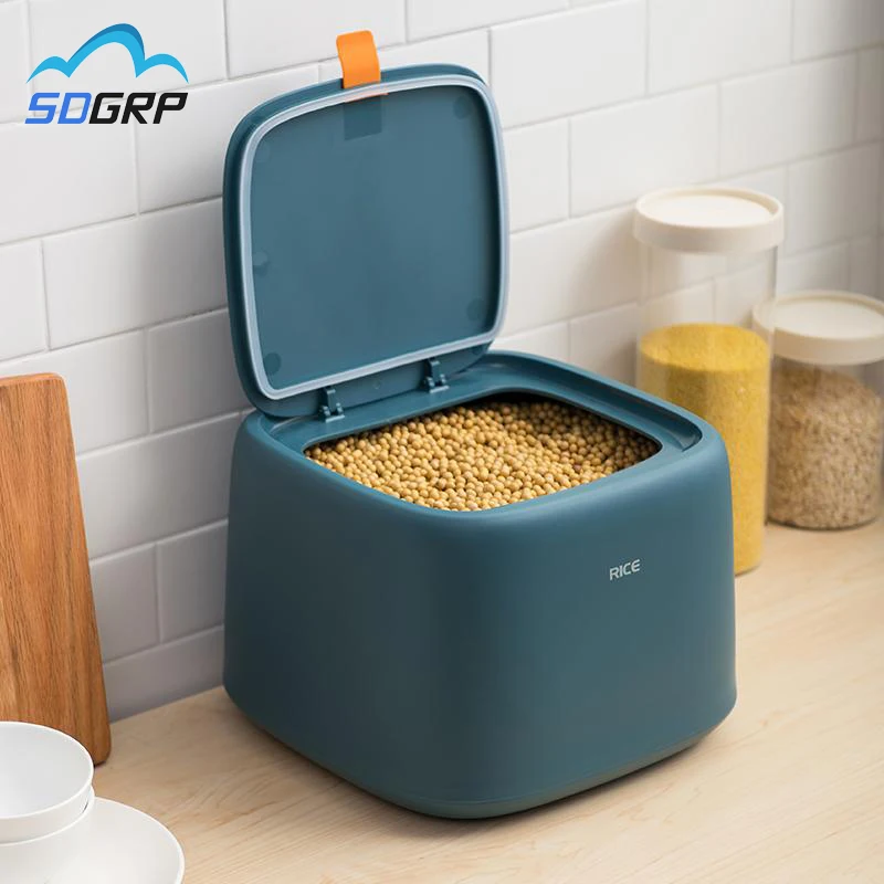 

Kitchen Plastic 10Kg Rice Grain Storage Box Bucket Sealed Moisture-proof Large Pet Food Storage Container Mildew Anti-Oxidation