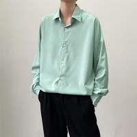 spring summer solid color shirt men korean fashion loose business casual t shirt mens formal wear social long sleeved shirt men