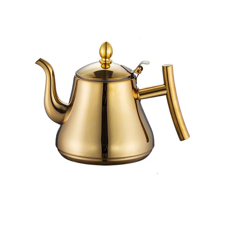 Чайник модный чайник золотистого и серебристого цвета с фильтром отельный 304