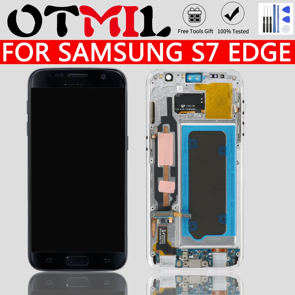 Amoled 5 &quotдля Samsung Galaxy S7 Edge ЖК дисплей сенсорный экран дигитайзер с рамкой для G935 G935F