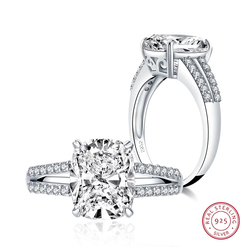 Radiant Cut 8*10mm Lab-created Diamond Ring wedding proposal brand shining fine jewelry 925 sterling silver band | Украшения и