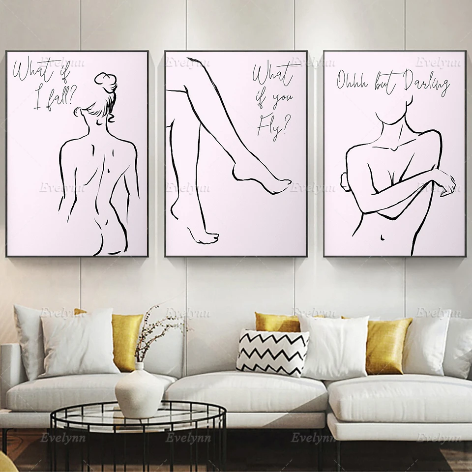 

Nordic Female Abstract Pink Woman Wall Art Canvas Painting Woman Poster Print Wall Picture for Living Room Home Decoration Frame