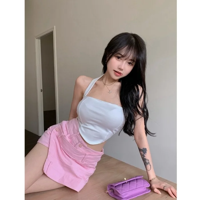 Розовая юбка Новинка лета 2021 женская одежда Джинсовая неправильной формы футляр