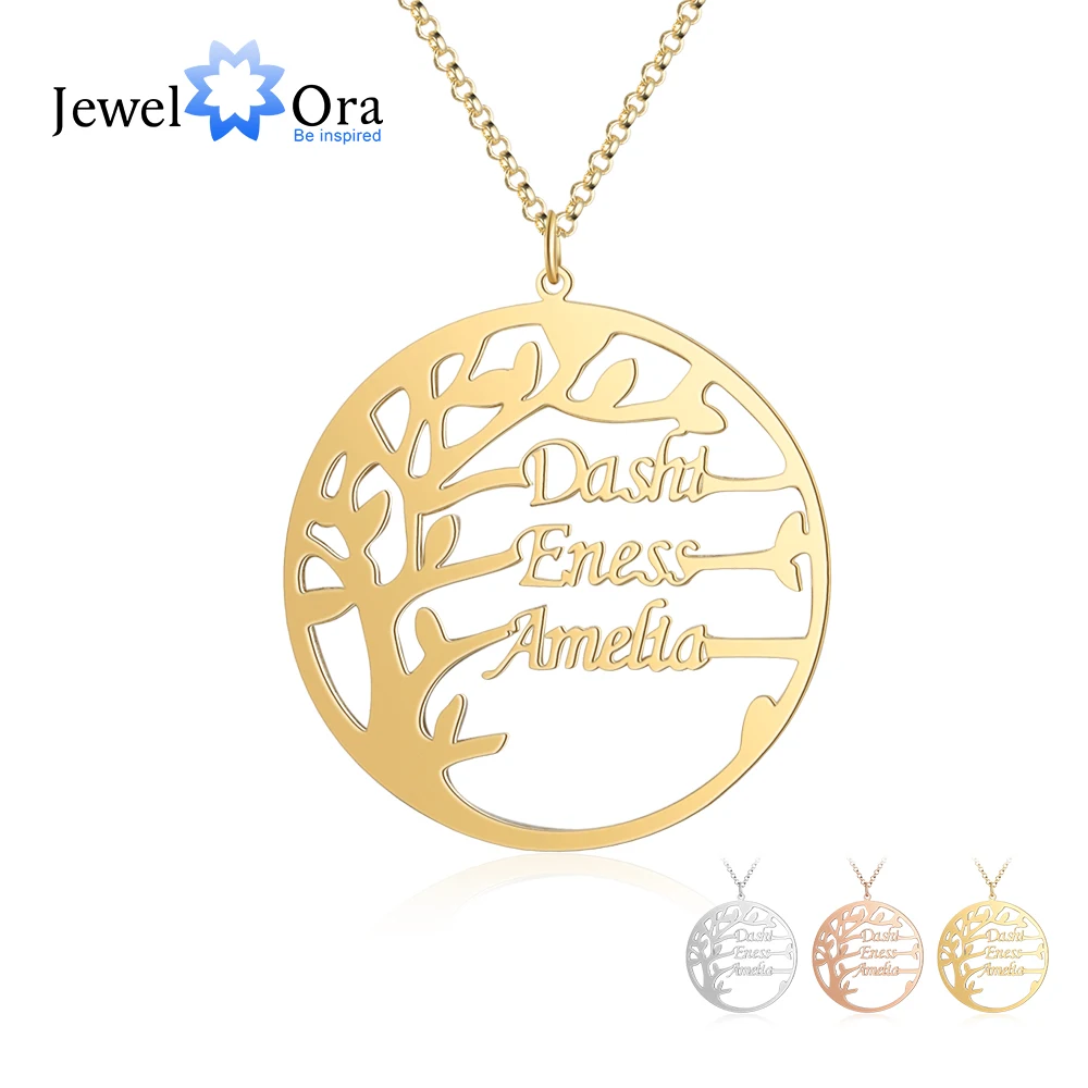 Ожерелье с подвеской в виде семейного дерева 3 именами|Индивидуальные Ожерелья| |