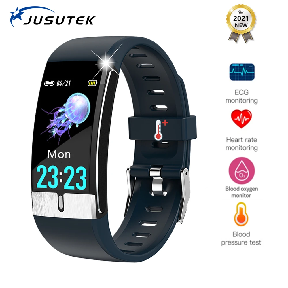 Água para Androd Ecg + Ppg Ip68 à Prova Jusutek Relógio Inteligente Super Multifunções Cardio Bluetooth Pulseira Pressão Arterial Dip68 Ios 2021new