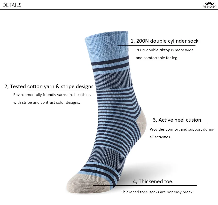 Men cotton socks stripped man large size socks 6pairs/lot UK SIZE 7-11 EUR SIZE 40-46 1002 VKMONY