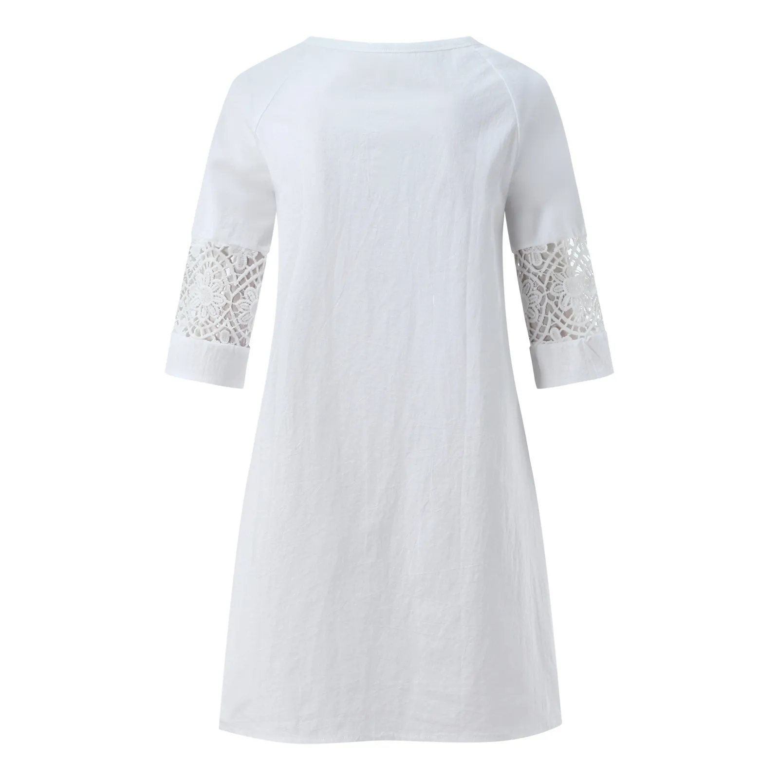 

Floral Lace Patchwork Dress Women White Short Sleeve Summer Dress Korean Casual Dresses For Women Vestidos Verano Robe Femme
