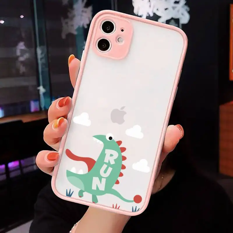 

Creative cute dinosaur Phone Cases Matte Transparent for iPhone 7 8 11 12 s mini pro X XS XR MAX Plus cover funda