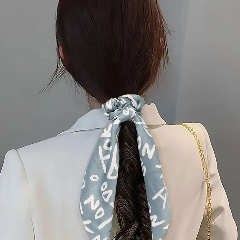 

Модные резинки для волос с принтом, эластичные резинки для волос с принтом маргариток, бант для конского хвоста, шарф, стринги, резинки для в...