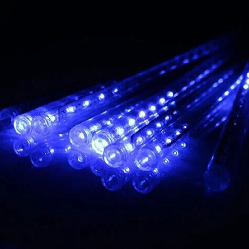Blue Разноцветные полосы света Душ Дождь трубы светодиодный новогодние гирлянды свадьба сад праздничные декорации водонепроницаемый - Испускаемый цвет: Blue