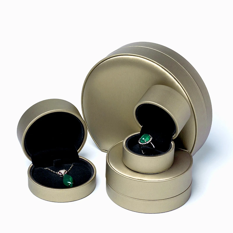 hot sale half round velvet jewelry box for ring pendant necklace bracelet set brushed pu leather packaging storage case gift free global shipping