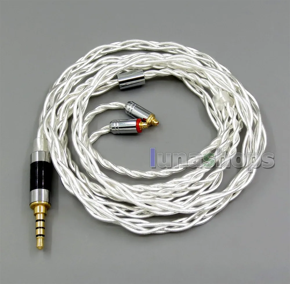 LN006003 чистое серебро Экранирование кабель для наушников MMCX разъем Shure se535 se846 se215 кабель для наушников