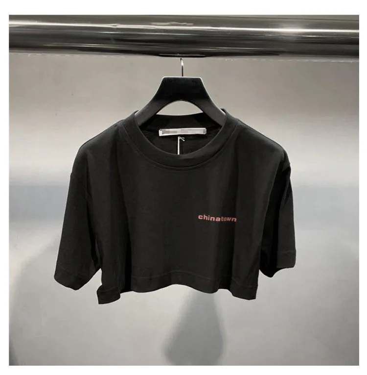 

High Quality Spring/Summer New Style Short Cropped Navel Letters Short Sleeve All-match Cotton T-shirt for Women