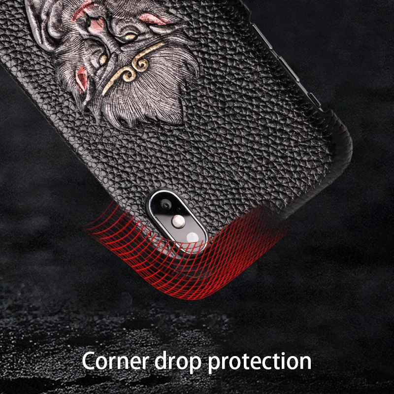 

Genuine Leather Phone Case For IPhone 12 11 Pro X Xr Xs Max Se 2020 Case 6 6s 7 8 Plus Cowhide Animal Picture Cover