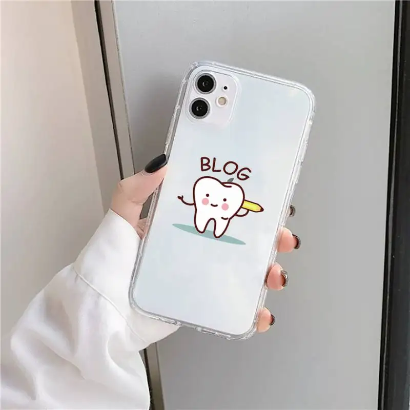 

Funny Dentist Dental Crowned Teeth Phone Case Transparent soft For iphone 5 5s 5c se 6 6s 7 8 11 12 plus mini x xs xr pro max