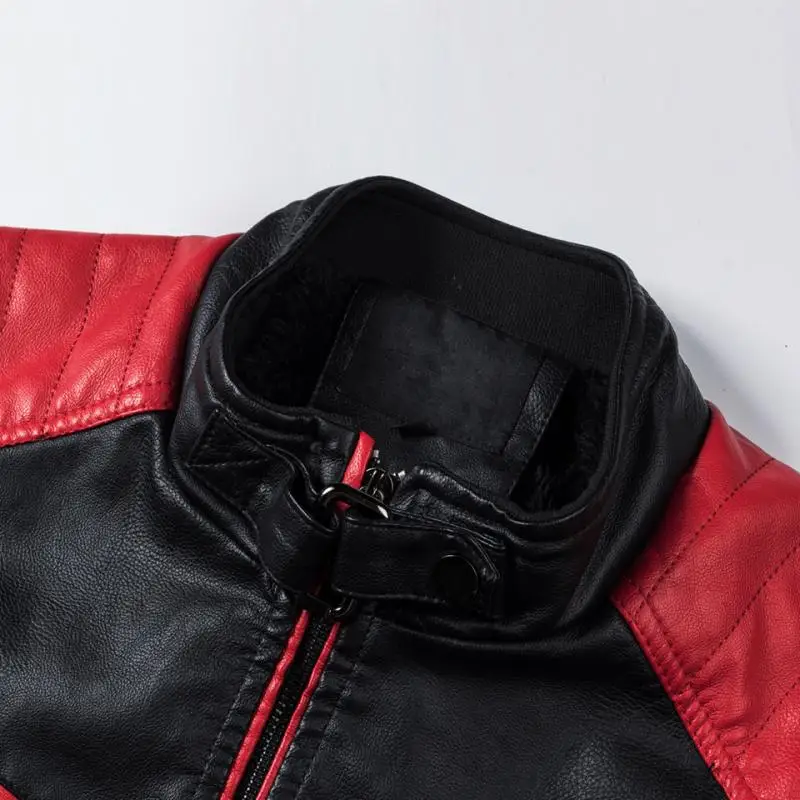 Men's spring leisure locomotive stitching leather jacket jacket men's fall fashion locomotive retro warm leather jacket jacket m