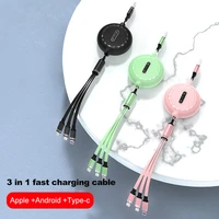 3 in 1 usb flat cable for iphone samsung xiaomi multi fast charging charger usb type c type c micro usb cable for mobile phone