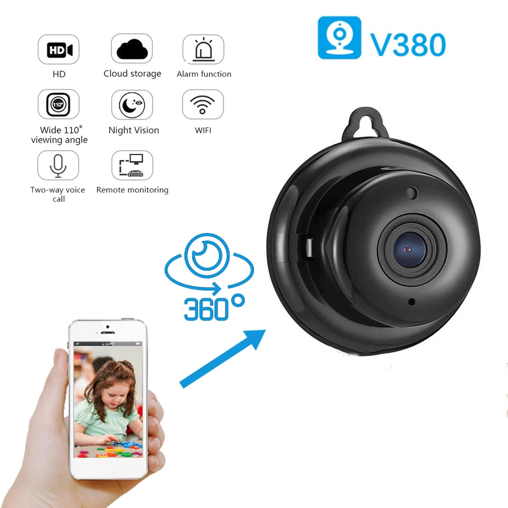 Светильник 720P HD с ночным видением камера видеонаблюдения беспроводная 3D 360