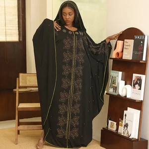 Muslim Dress Kaftan Abaya Women Kimono Dubai Open Abayas Turkish Stones Chiffon Hooded Dress Elegant African Clothing
