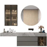 customized modern minimalist stone plate bathroom cabinet dresser combination integrated sink washbasin bathroom customized