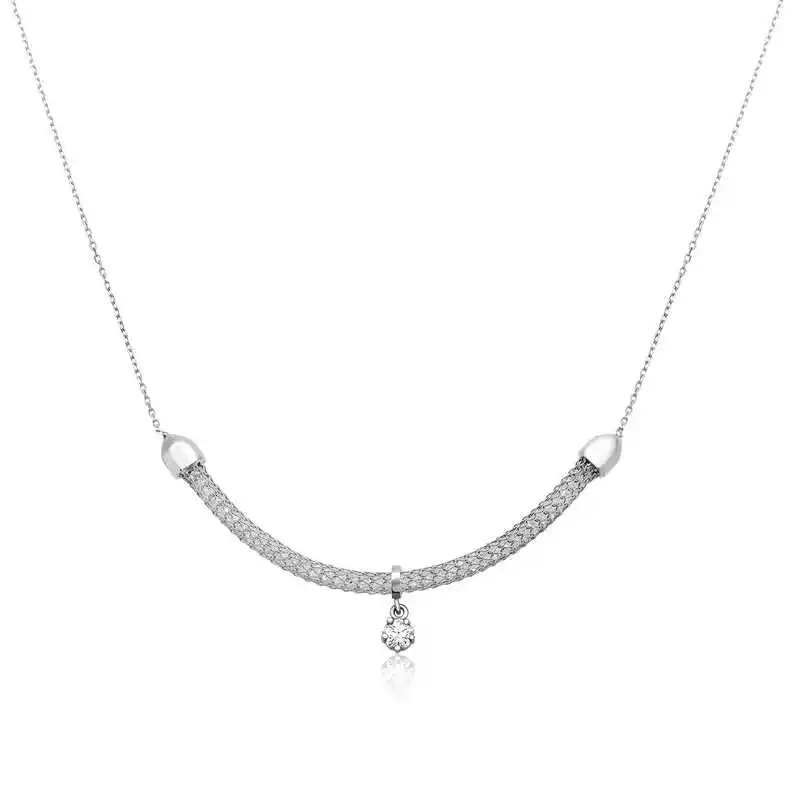 

Silver Tektaşlı Mesh Necklace