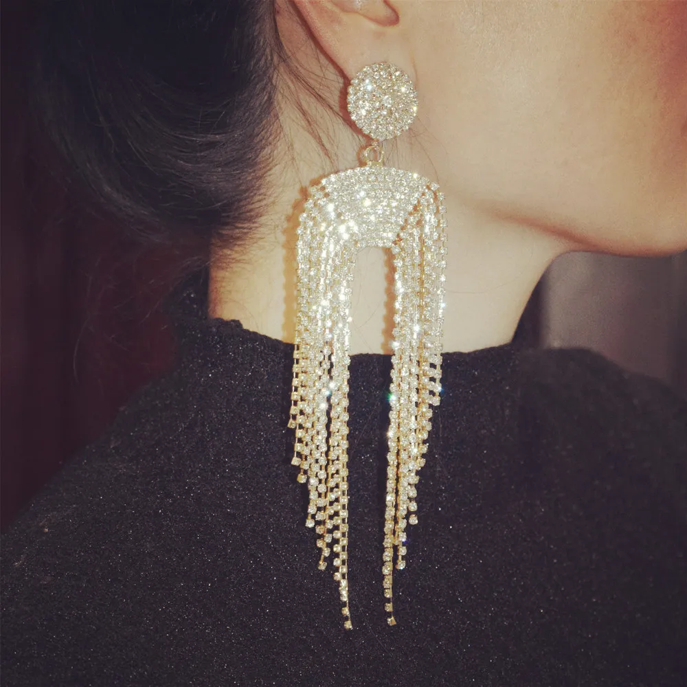 Блестящие стразы длинные Аксессуары для женских ювелирных изделий Лидер продаж