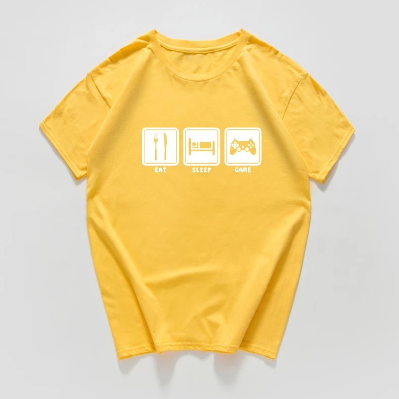 Eat Sleep Game, футболка, смешной геймер, игровой подарок, топ, повседневная, саркастичная, мужская, крутая, хлопковая, креативная уличная футболка, мужская одежда