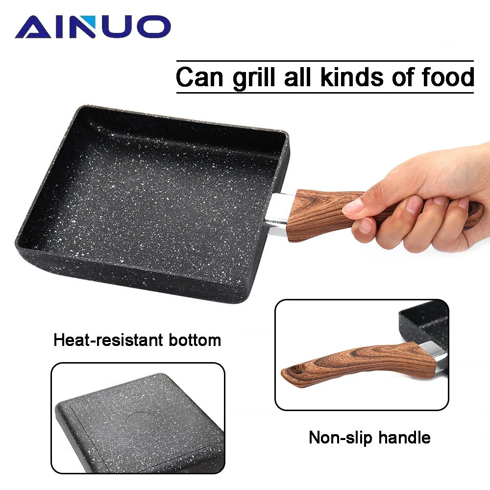 Сковорода с антипригарным покрытием без покрытия квадратный Яичница