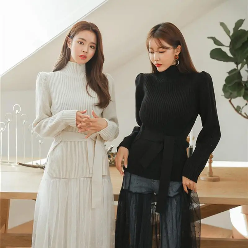 2020 Autumn Winter Women Pullovers And Sweaters Knitted Elasticity Casual Jumper Fashion Turtleneck Warm Female Sweater | Женская одежда