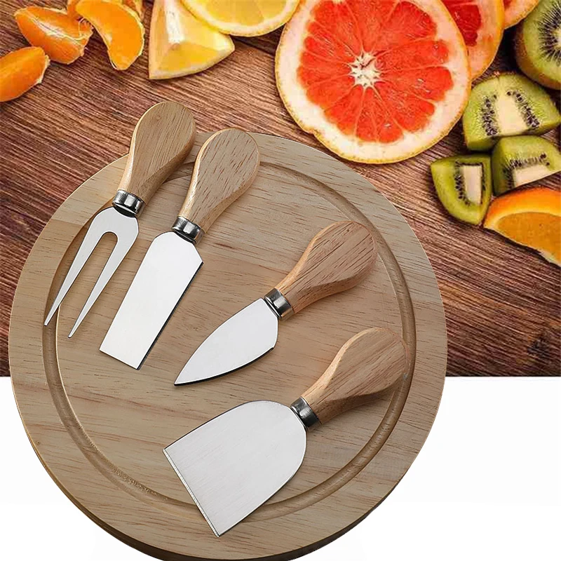 

Oak Cheese knife Set Sharp Stainless Steel Pizza Cutter Set Exquisite Wooden Box Suitable For Gift-giving kitchen Baking Tools