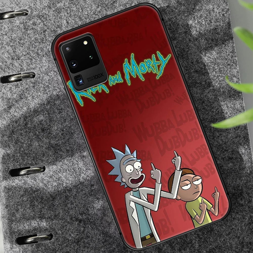 

Cartoon Rick Anime Morty Phone Case Cover Hull For Samsung Galaxy S 7 8 9 10 e 20 FE edge uitra plus Note 9 10 20 black Cell
