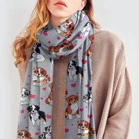 cute australian shepherd scarf 3d printed imitation cashmere scarf autumn and winter thickening warm funny dog shawl scarf