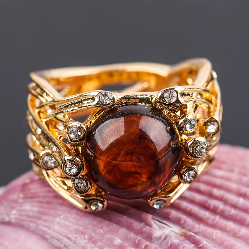 

Vintage Irregular Crystal Couples Love Rings For Women Exquisite Jewelry Fashion Rhinestone CZ Wedding Rings anillos B4M615