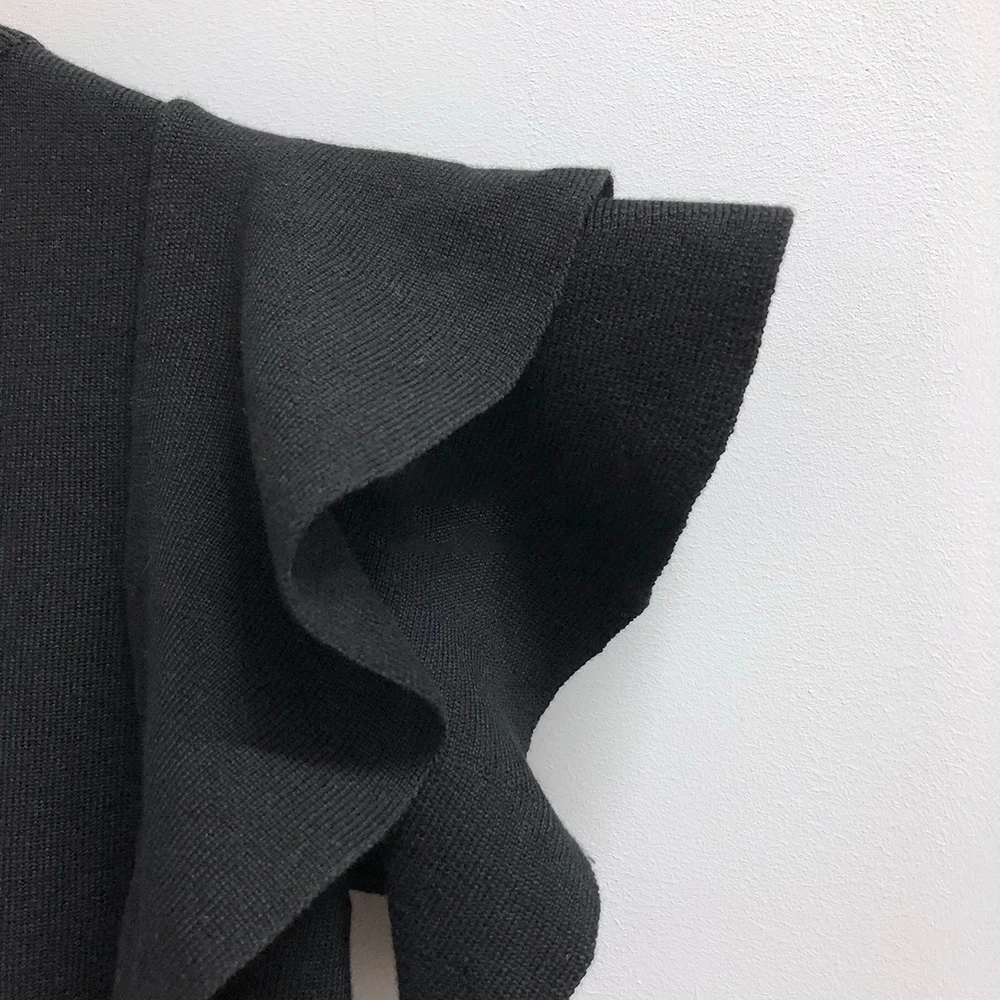 

2021 Korean Summer Ruffles Short Sleeve Women T Shirt Knitted Top Female Chic Solid Loose TShirt Elegant Pullover Tees Young