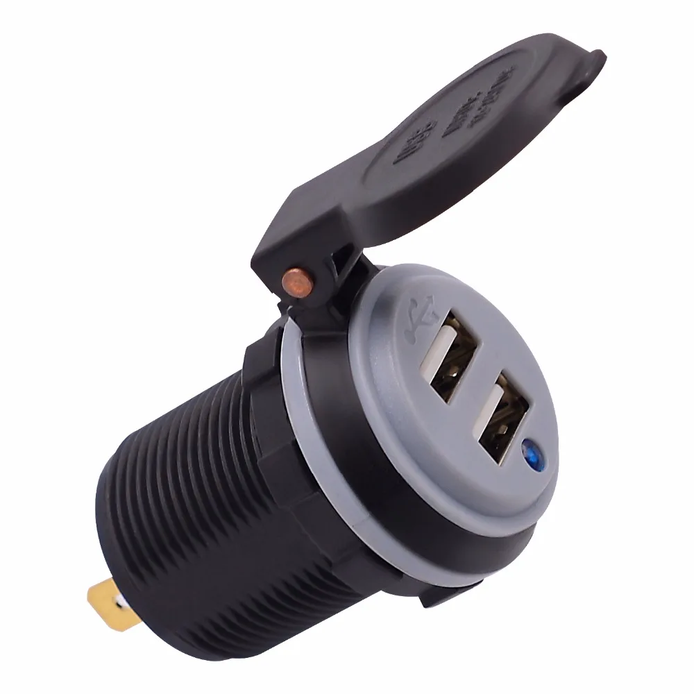 12 24V 4.2A/DC 22W Черный Водонепроницаемый двойной USB автомобильный адаптер зарядное
