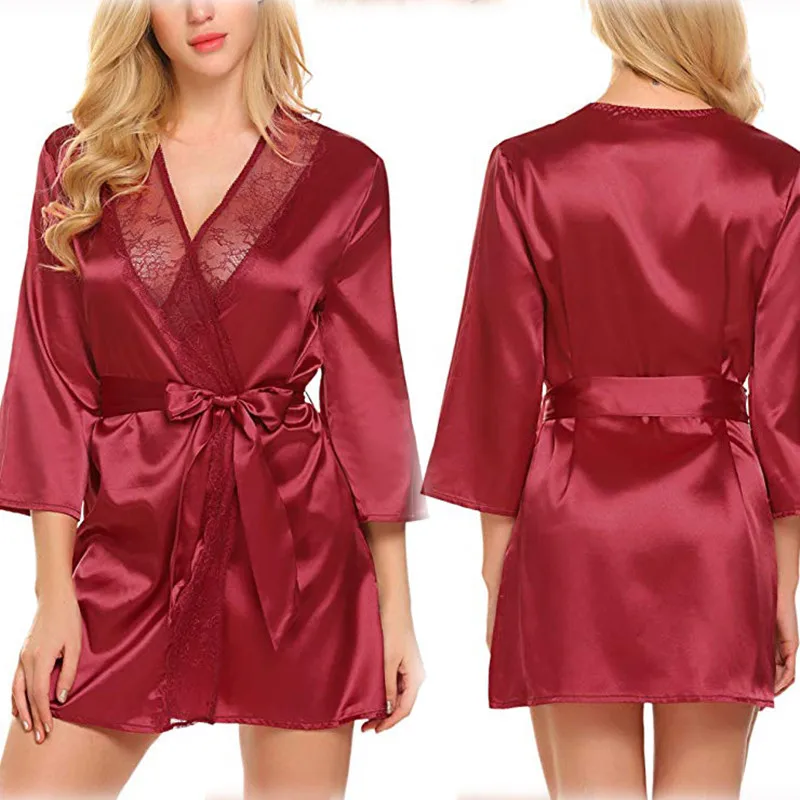 

Robes for Women Sleepwear Sexy Large Size Lace Nightgown Bathrobe Women Silk Robes for Women Evening Gowns for Women