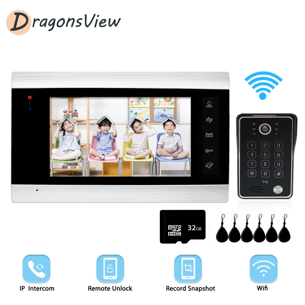 DragonsView 960P RFID смарт чипы беспроводной видеодомофон с Беспроводной дверной звонок