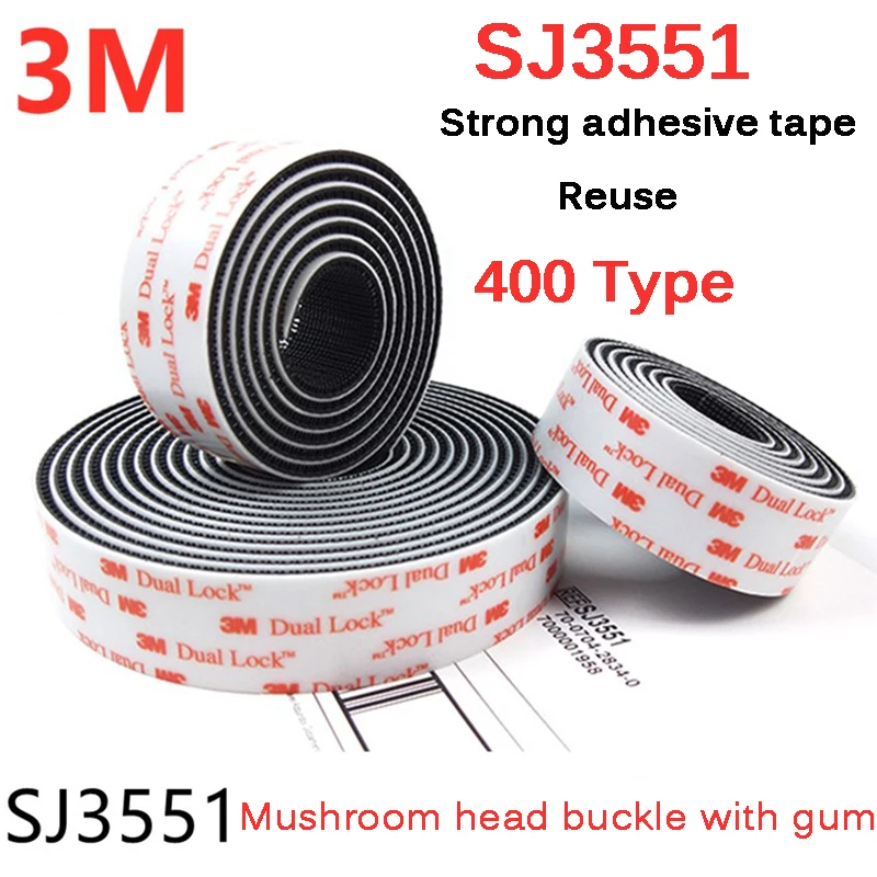 

3M 5Meters Dual Lock SJ3551 Black Mushroom Adhesive Fastener Tape Velcros Adhesivo Type 400/25.4mm Width for freeing