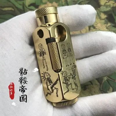 DIY Творческий латунь 5 лицо резные масла жидкости Зажигалка коллекция Винтаж керосин зажигалки для мужчин подарок - Цвет: 15