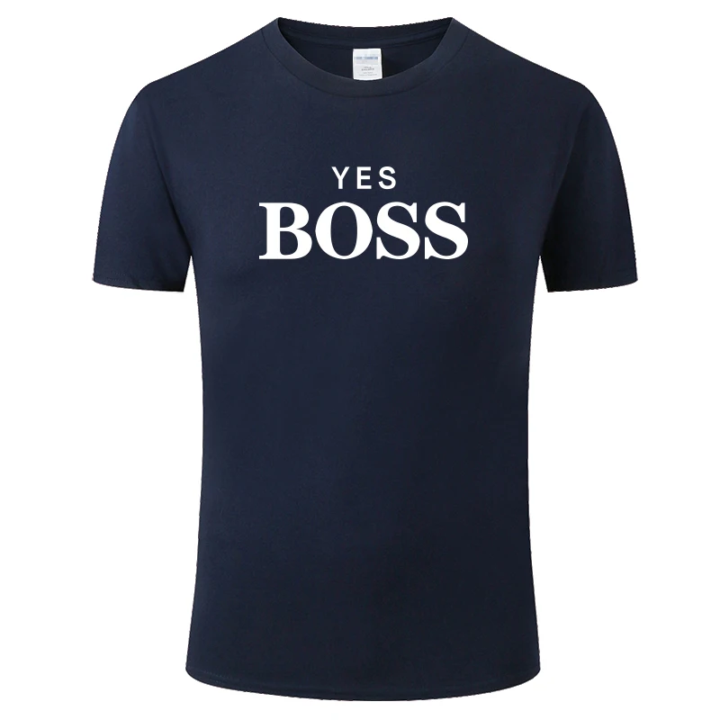 

2021 Summer Pure Cotton Men's T-shirt With YES BOSS Letters Simple Style Casual T-shirt Large Size O-neck Short-Sleeved T-shirt