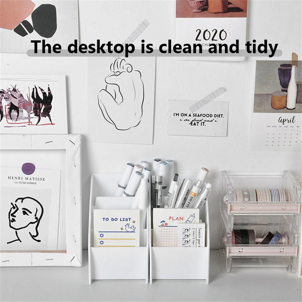 

Трехуровневый держатель для ручек с лестницей для рабочего стола, легкие белые держатели для ручек для девочек, удобные в использовании дер...